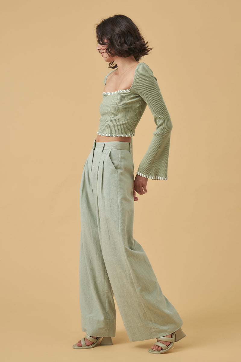 Mon Renn women's Clothing Sydney Trace Knit Top Sage