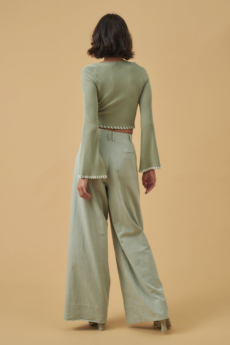Mon Renn women's Clothing Sydney Trace Knit Top Sage