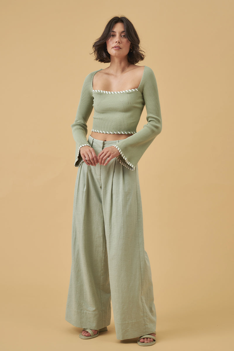 Mon Renn women's Clothing Sydney Trace Knit Top Sage