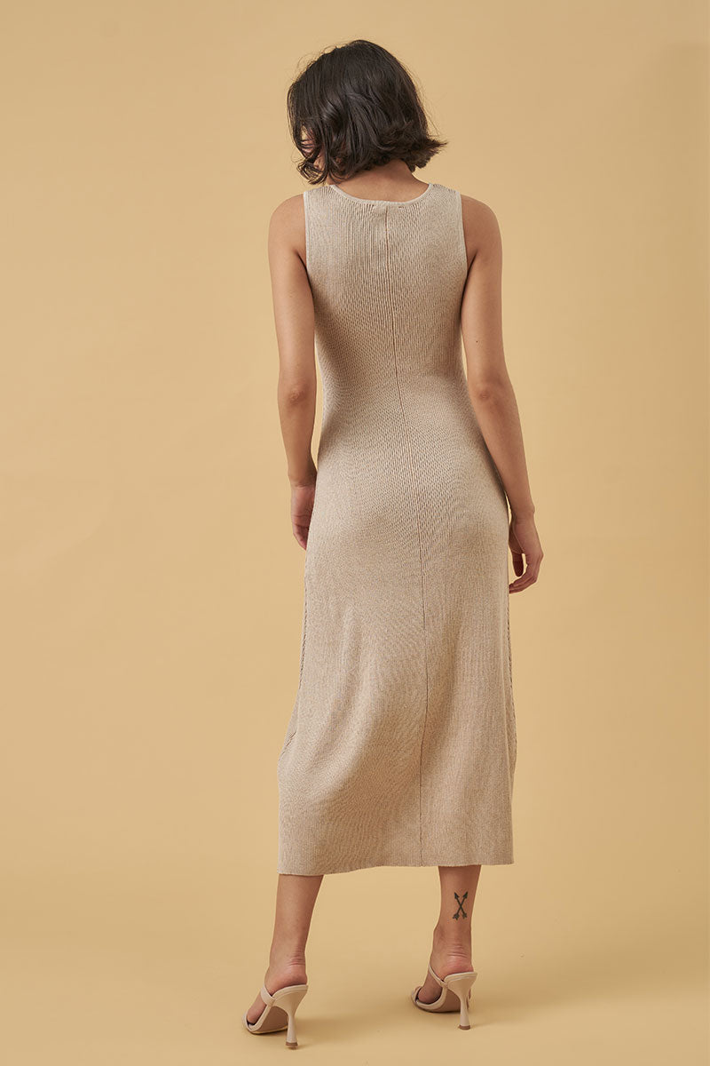 Mon Renn women's Clothing Sydney Thrive knit dress beige