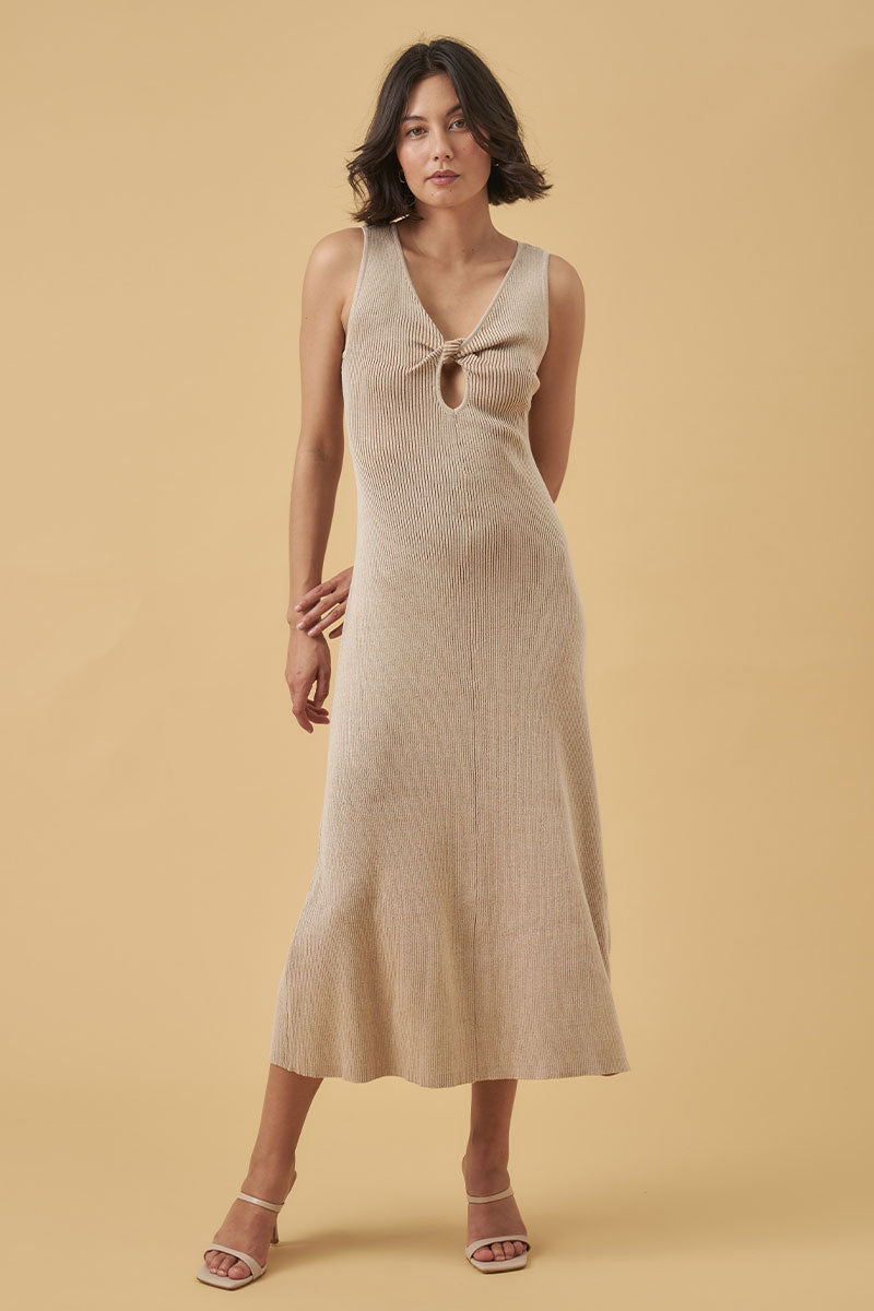 Mon Renn women's Clothing Sydney Thrive knit dress beige