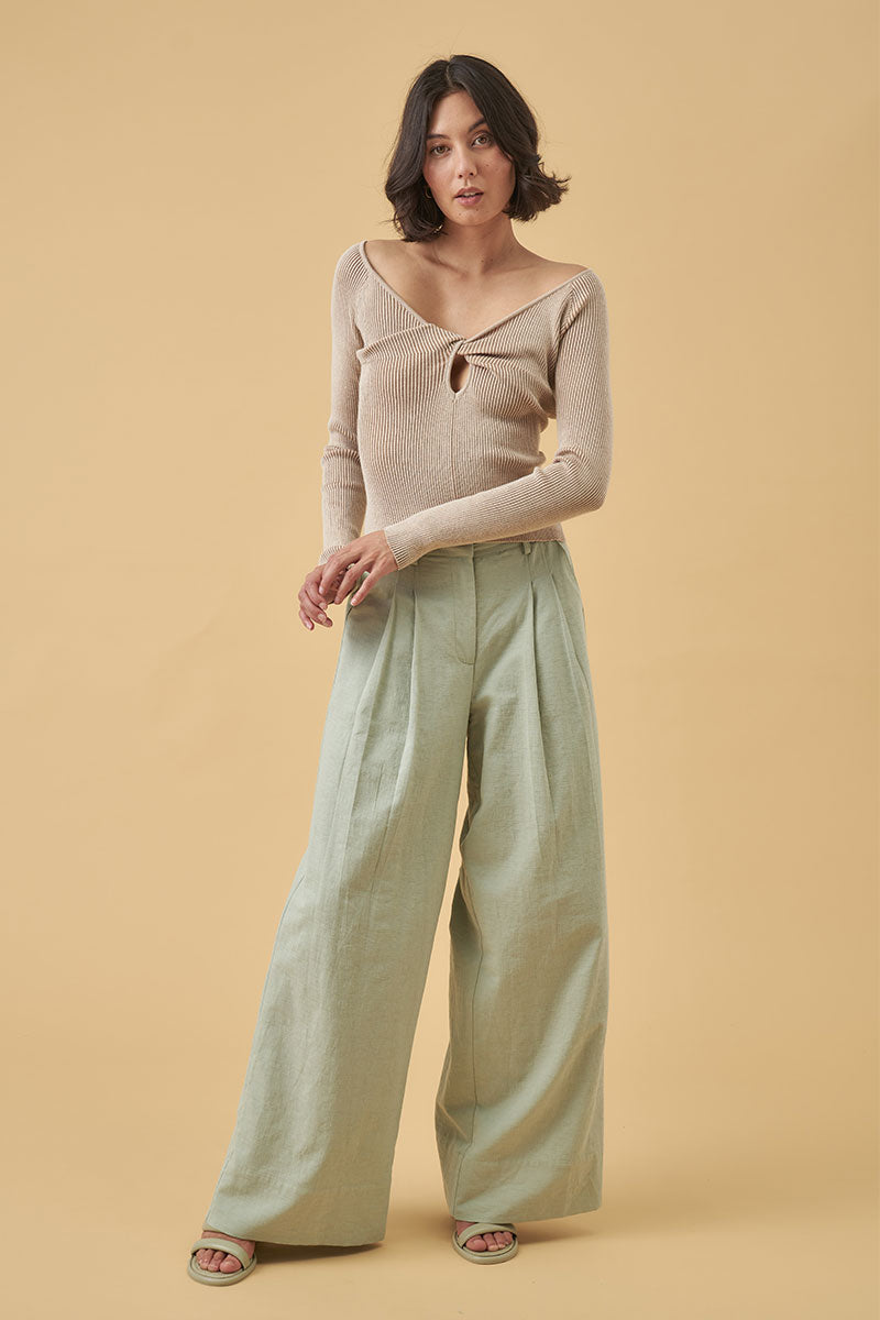 Mon Renn women's Clothing Sydney Thrive Knit Top Beige