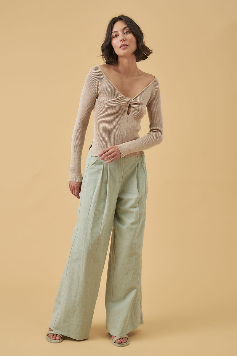 Mon Renn women's Clothing Sydney Thrive Knit Top Beige