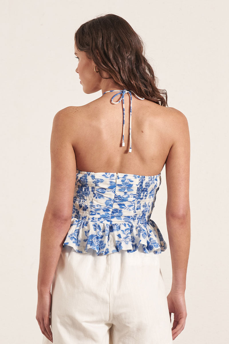 Monrenn women's Clothing Sydney Blue Halter Top