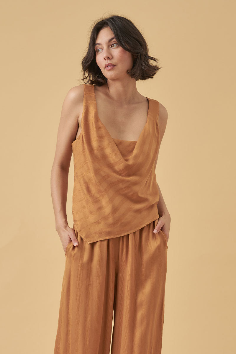 Sovere Studio women's Clothing Sydney eternal bias cut top golden