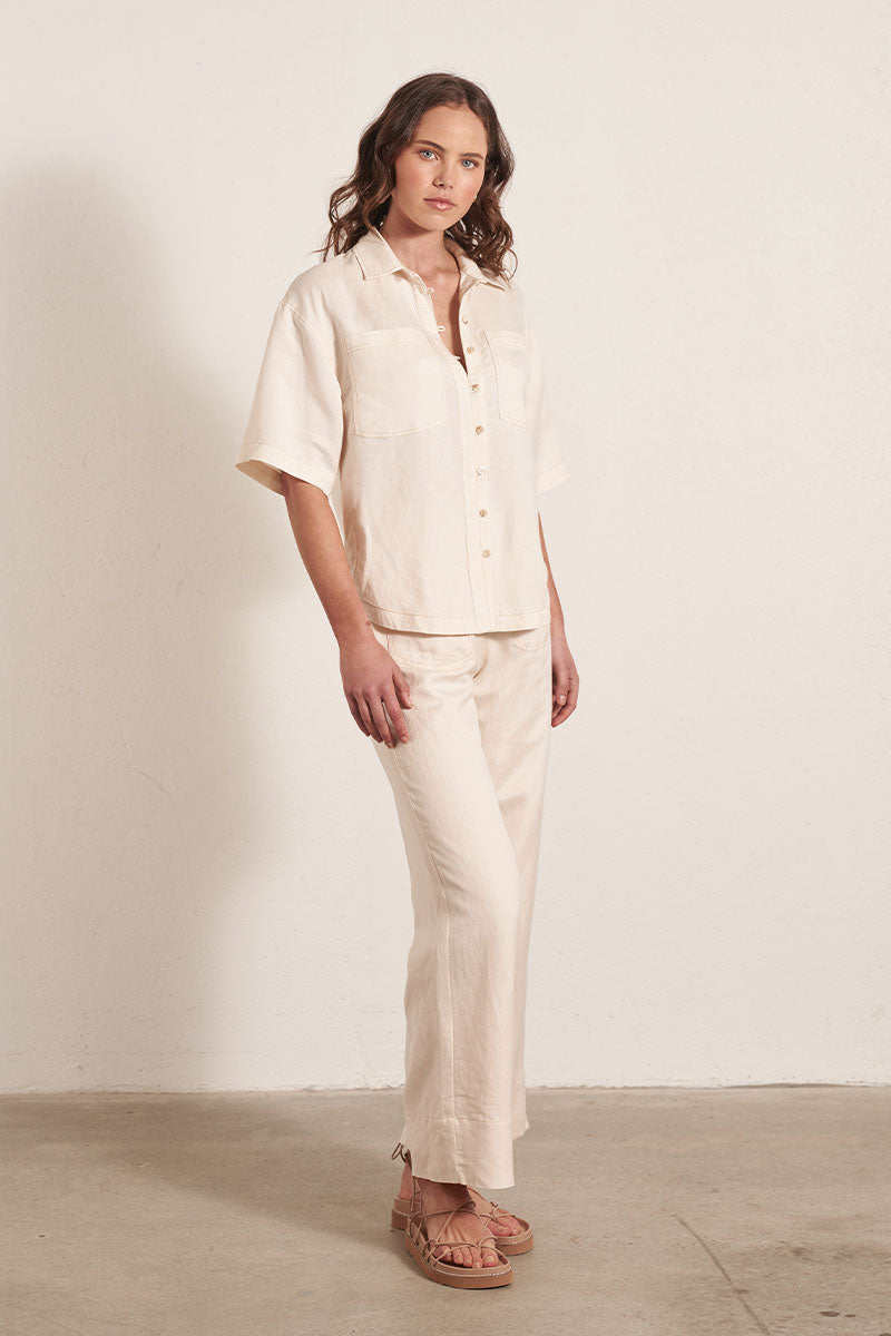 Mon Renn women's Clothing Sydney Cream Linen Pant