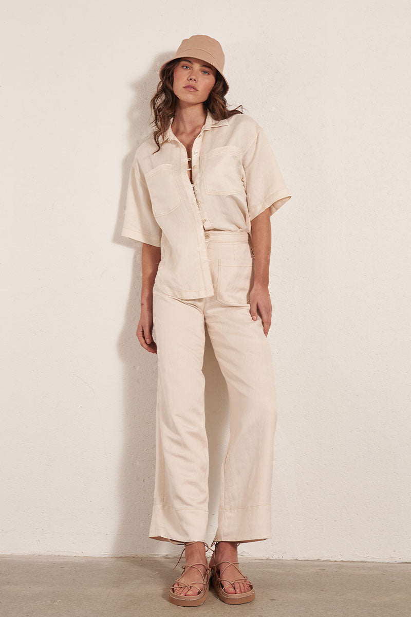 Mon Renn women's Clothing Sydney Cream Linen Pant