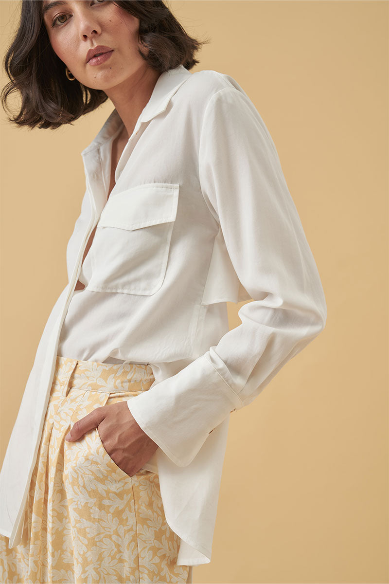 Mon Renn women's Clothing Sydney Rise Shirt White