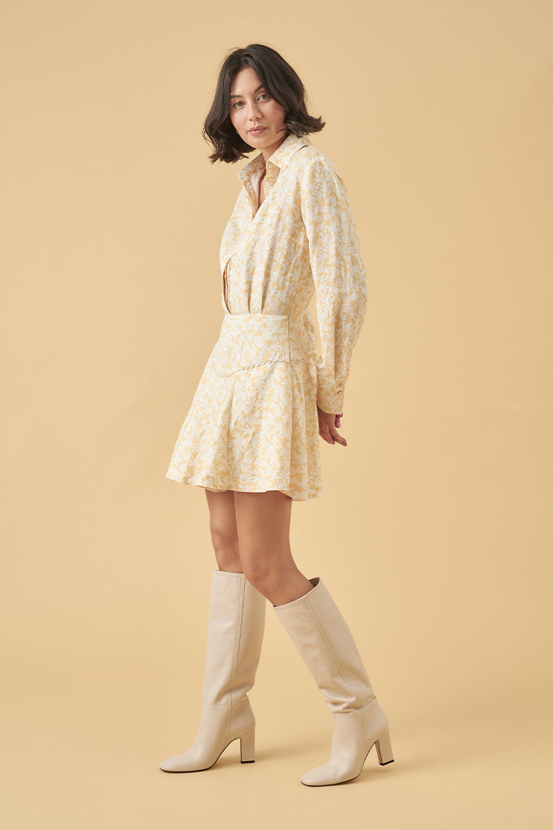 Mon Renn women's Clothing Sydney banks print mini dress yellow