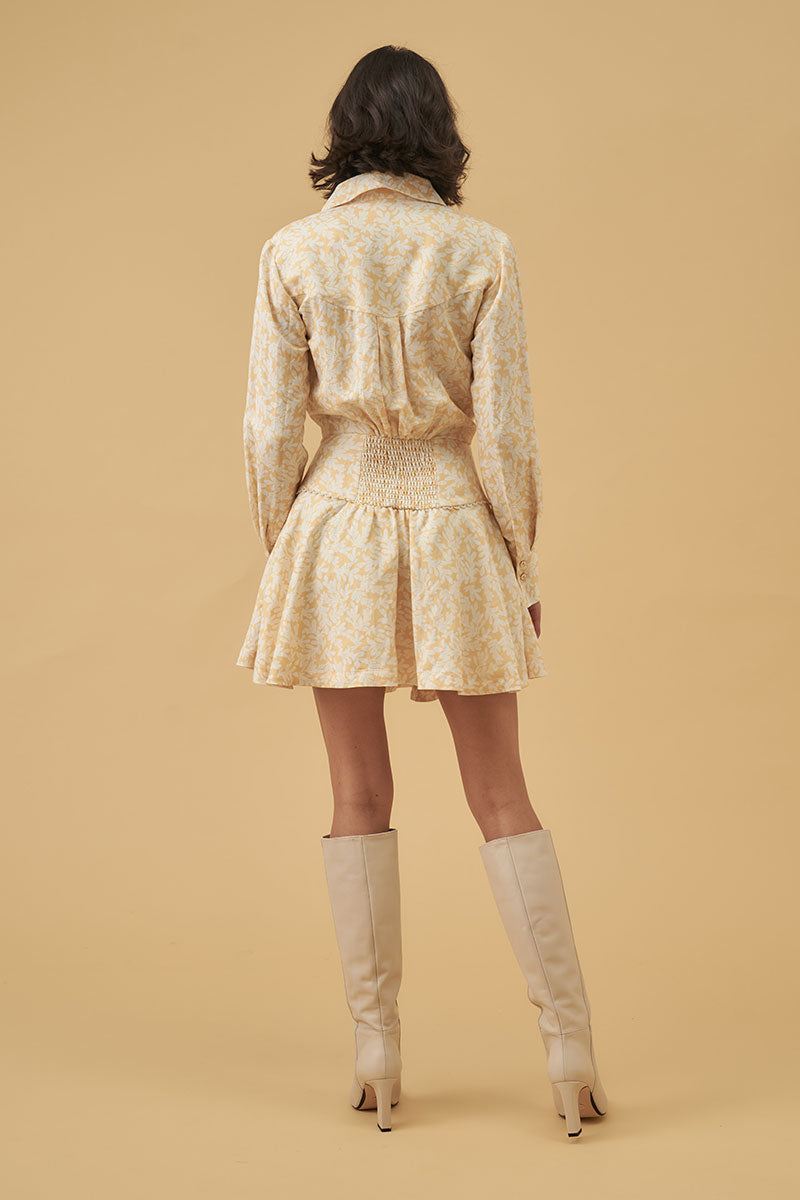 Mon Renn women's Clothing Sydney banks print mini dress yellow