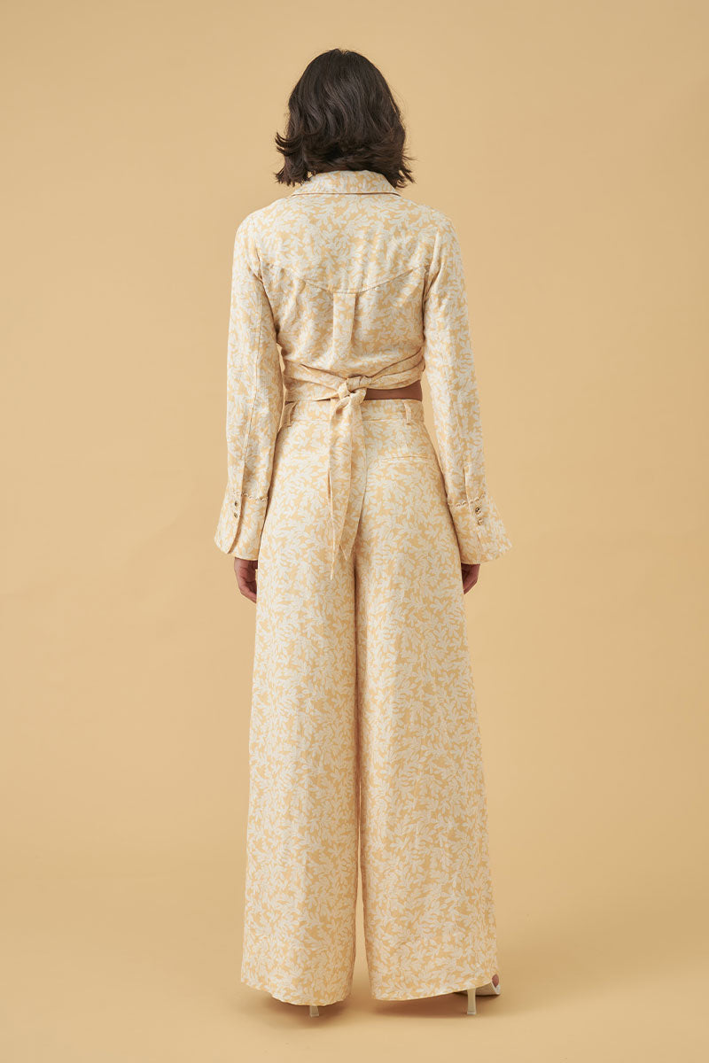 Mon Renn women's Clothing Sydney Banks Print Pant Yellow