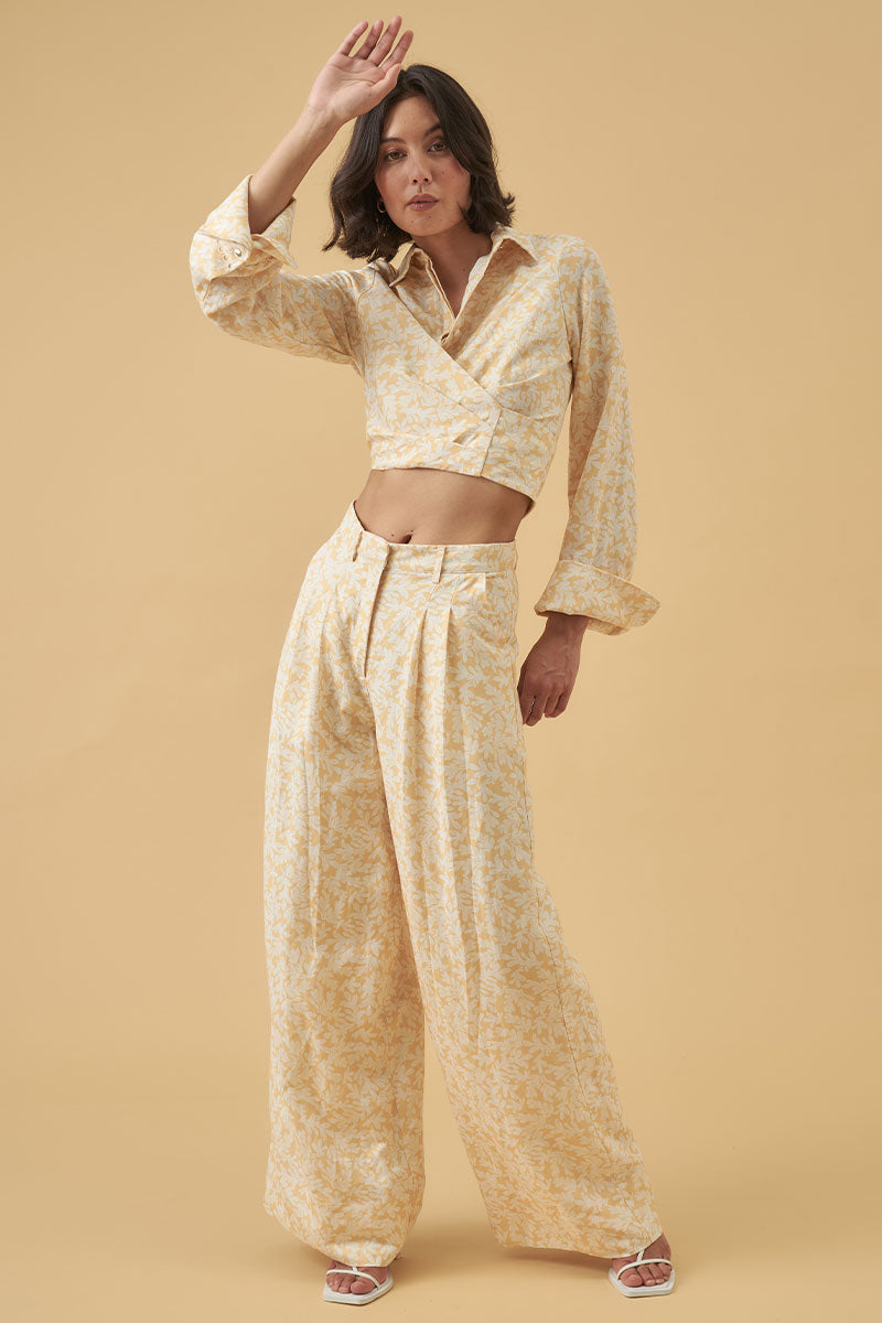Mon Renn women's Clothing Sydney Banks Print Pant Yellow