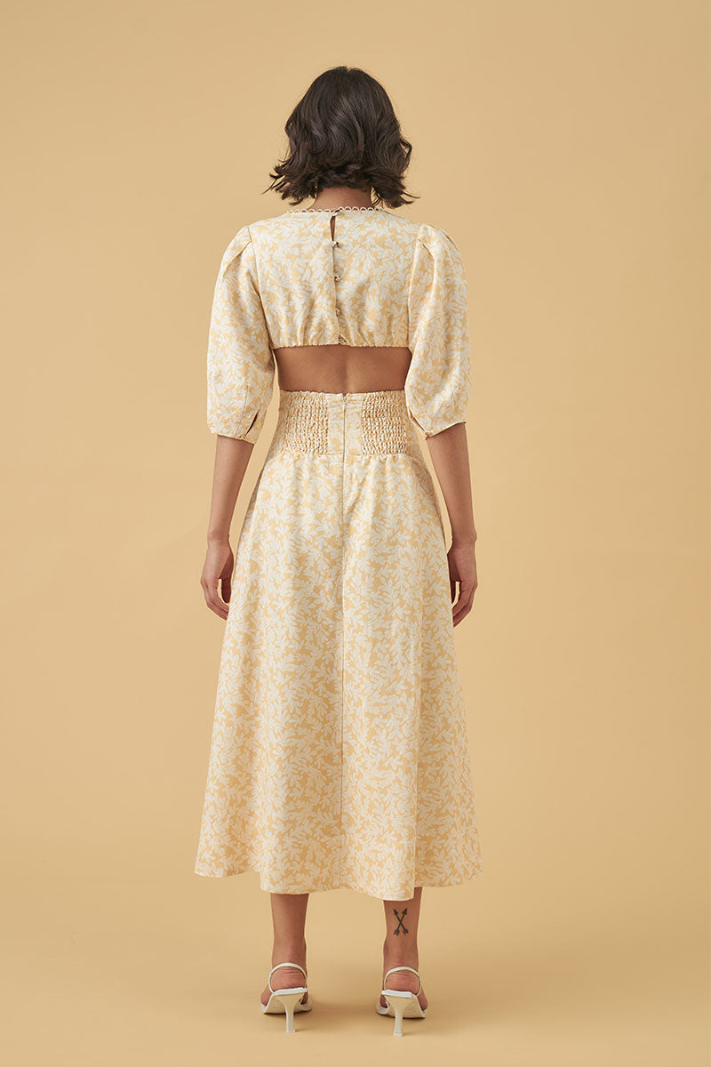 Sovere Studio women's Clothing Sydney banks print midi dress yellow