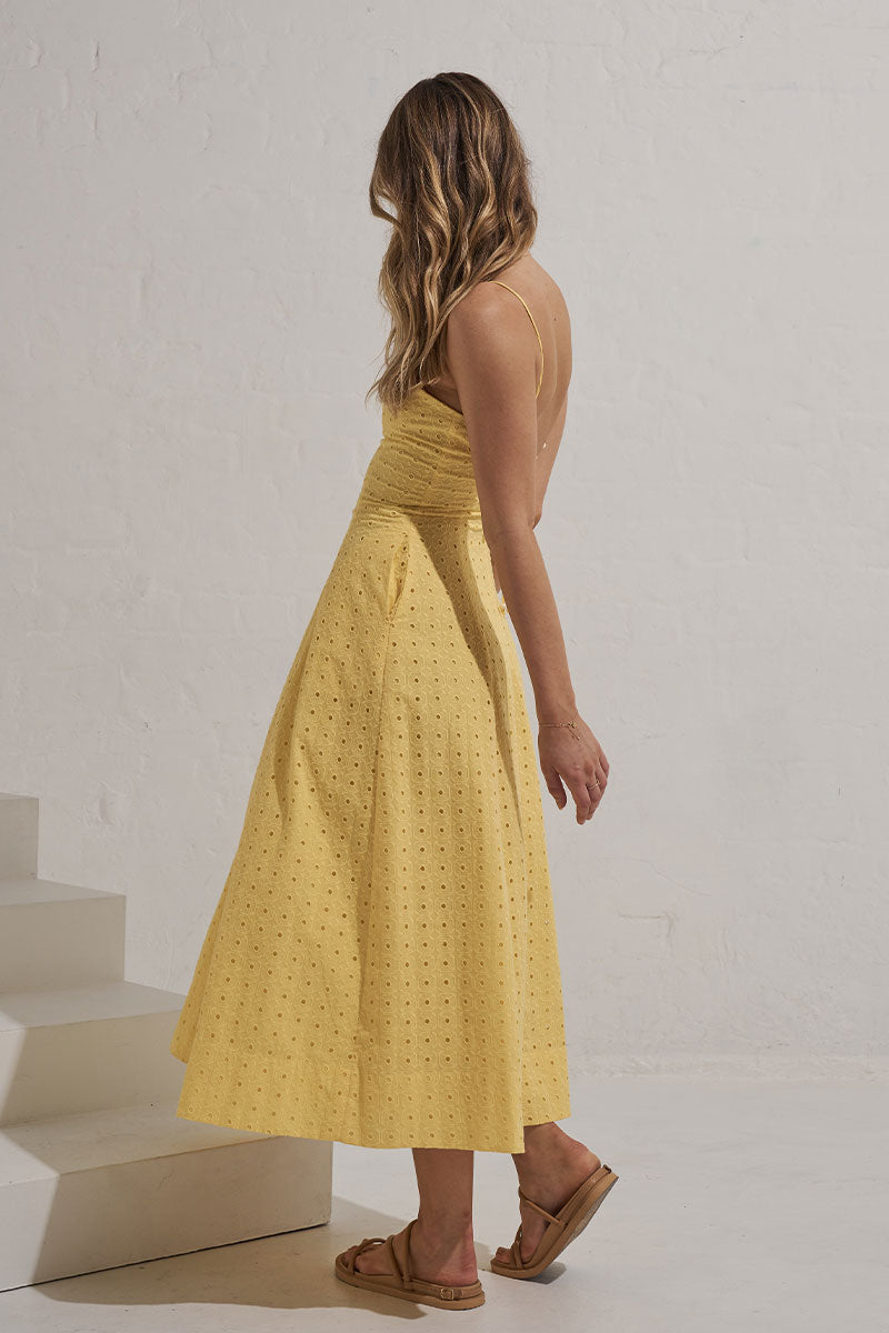 Monrenn Womens Clothing Sydney Radiate Midi Dress Yellow