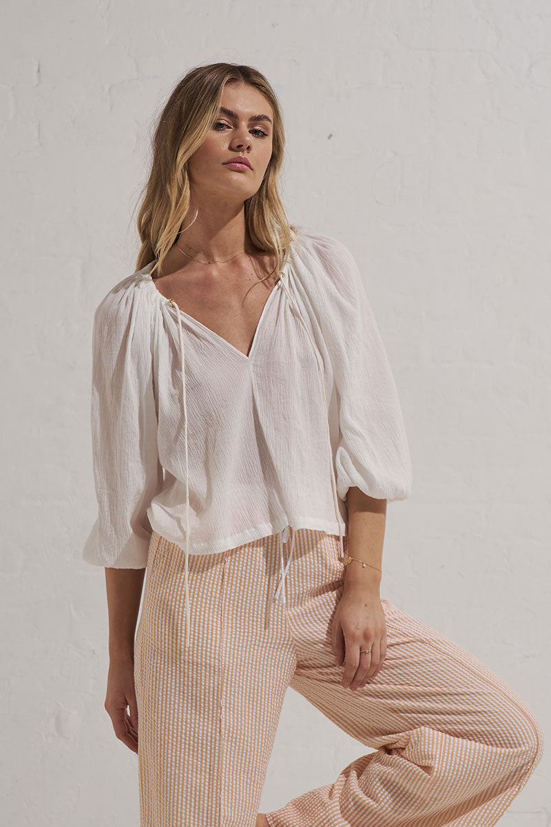Monrenn Womens Clothing Sydney Glaze Top White