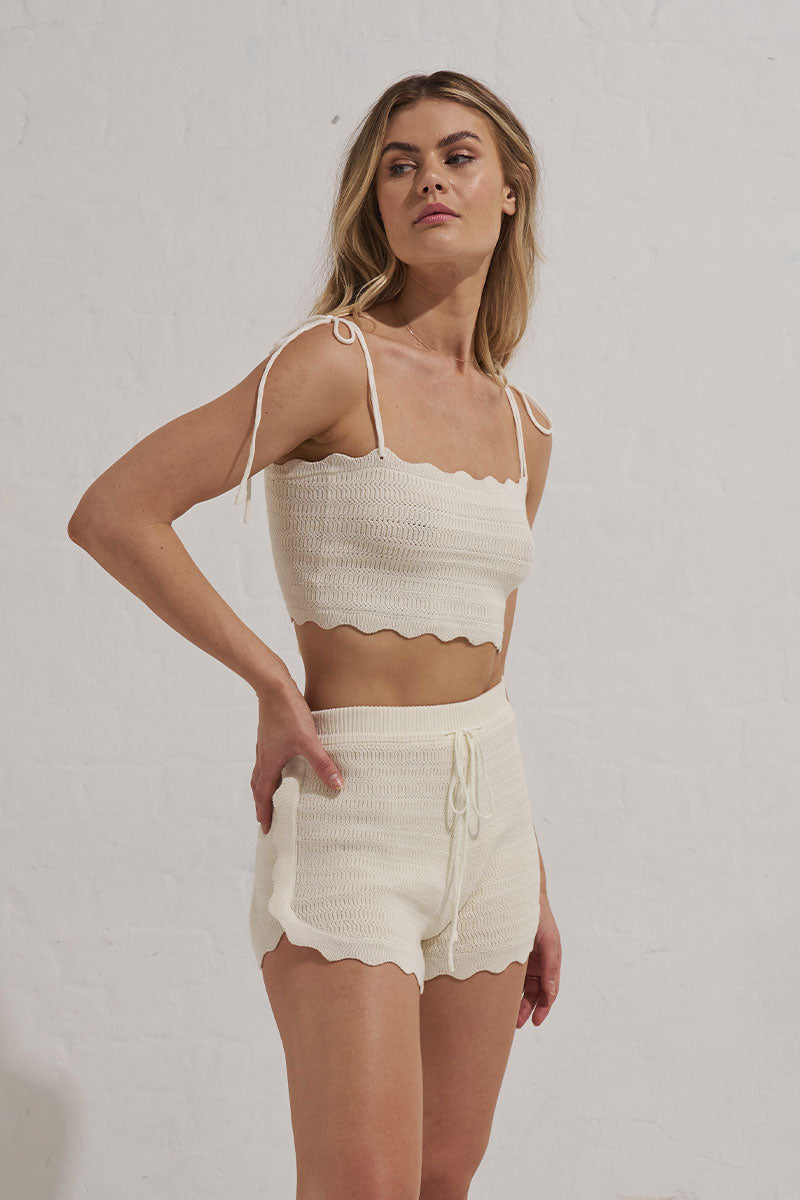Monrenn Womens Clothing Sydney Sundown Knit Crop Cream