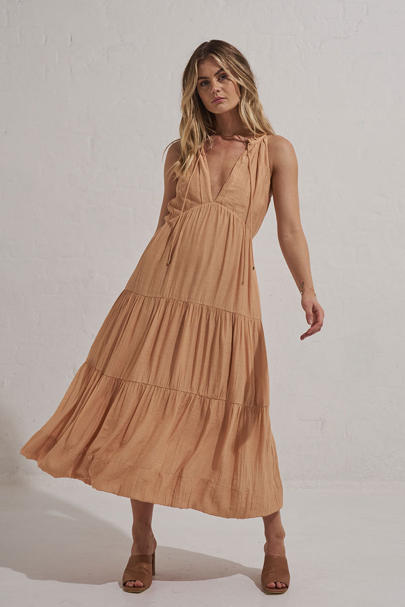 Monrenn Womens Clothing Sydney Sundown Midi Dress Beige