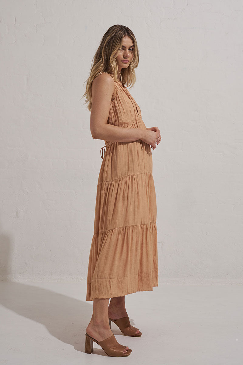 Monrenn Womens Clothing Sydney Sundown Midi Dress Beige