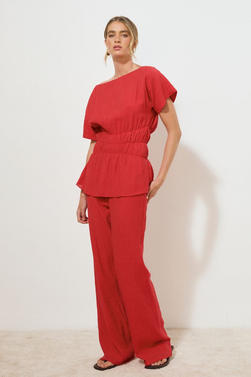 LOTUS TOP ROSE RED