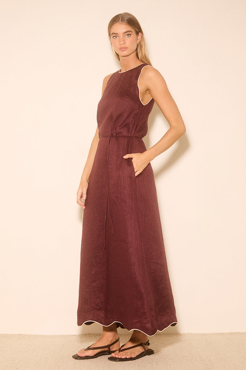 ALERIA DRESS PLUM CONTRAST BIND