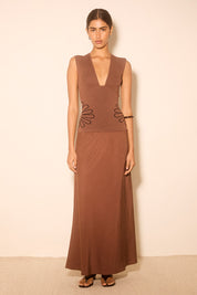 VENTURE KNIT COMBO DRESS CACAO