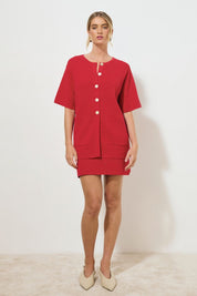 MEMOIR KNIT TOP RASPBERRY RED