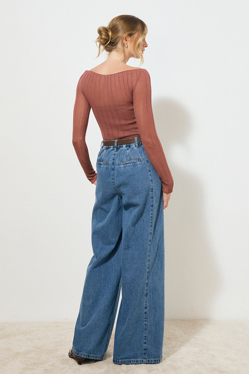 REFLECTION KNIT TOP COGNAC