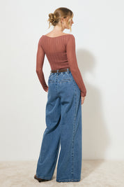 REFLECTION KNIT TOP COGNAC