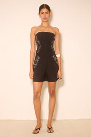 Zahra Embroidered Short Midnight Black