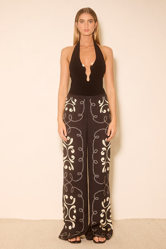 NILE KNIT TOP BLACK / CREAM