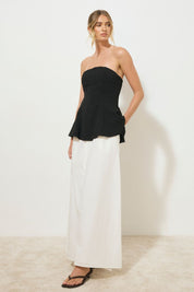 SOLICE STRAPLESS DRESS BLACK AND WHITE