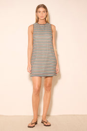DALLAS MINI DRESS BLUE / BROWN STRIPE