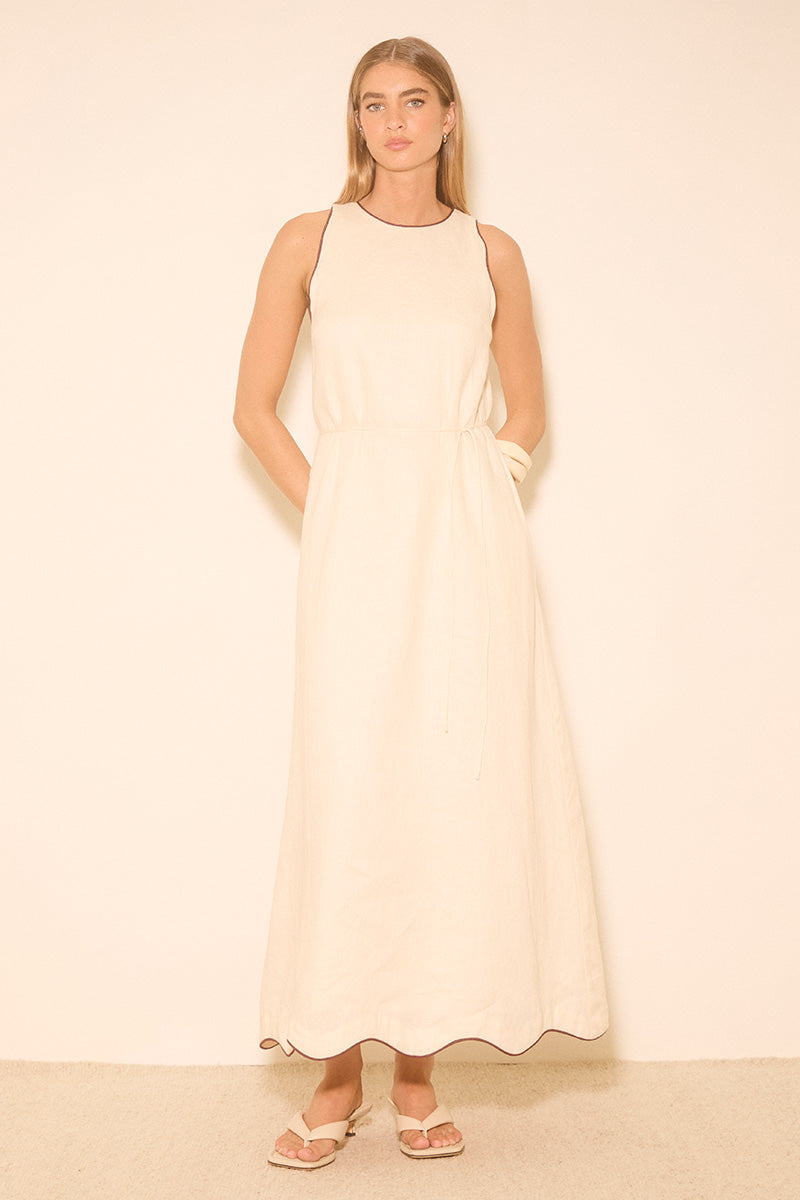 ALERIA DRESS CREAM CONTRAST BIND