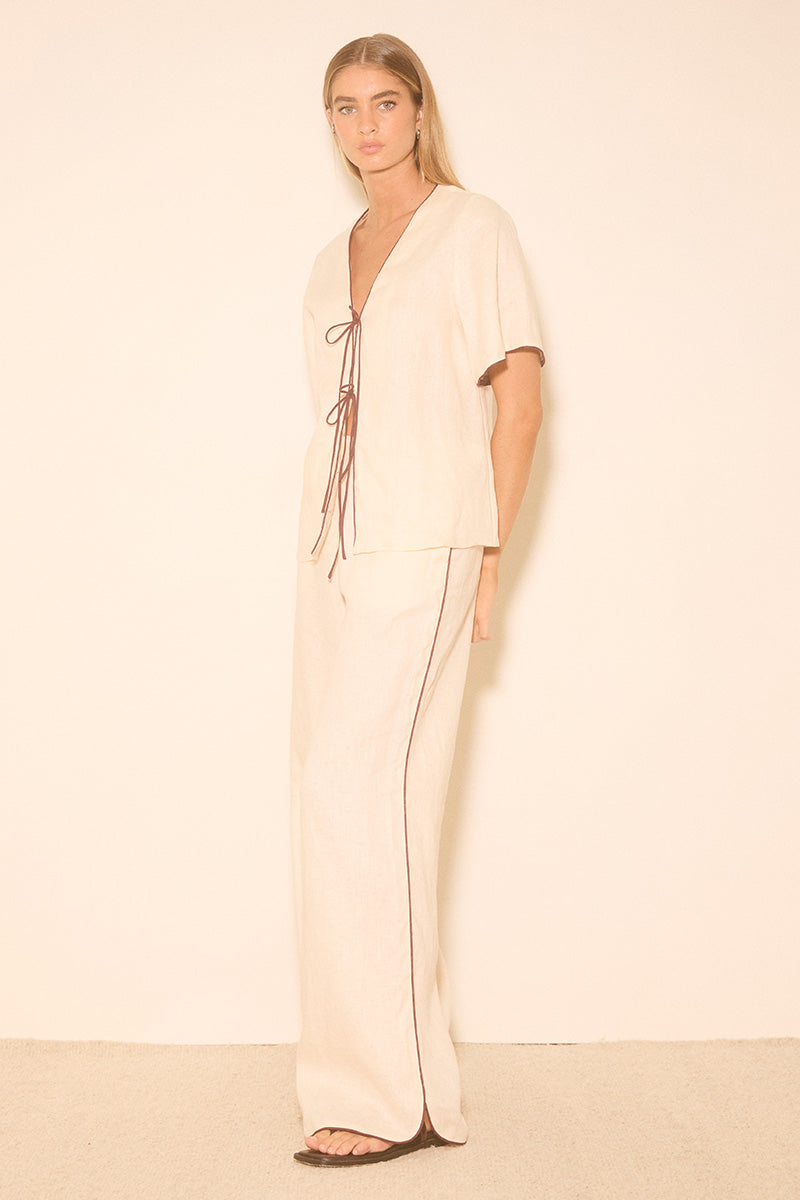 Aleria Pant Cream Contrast Bind
