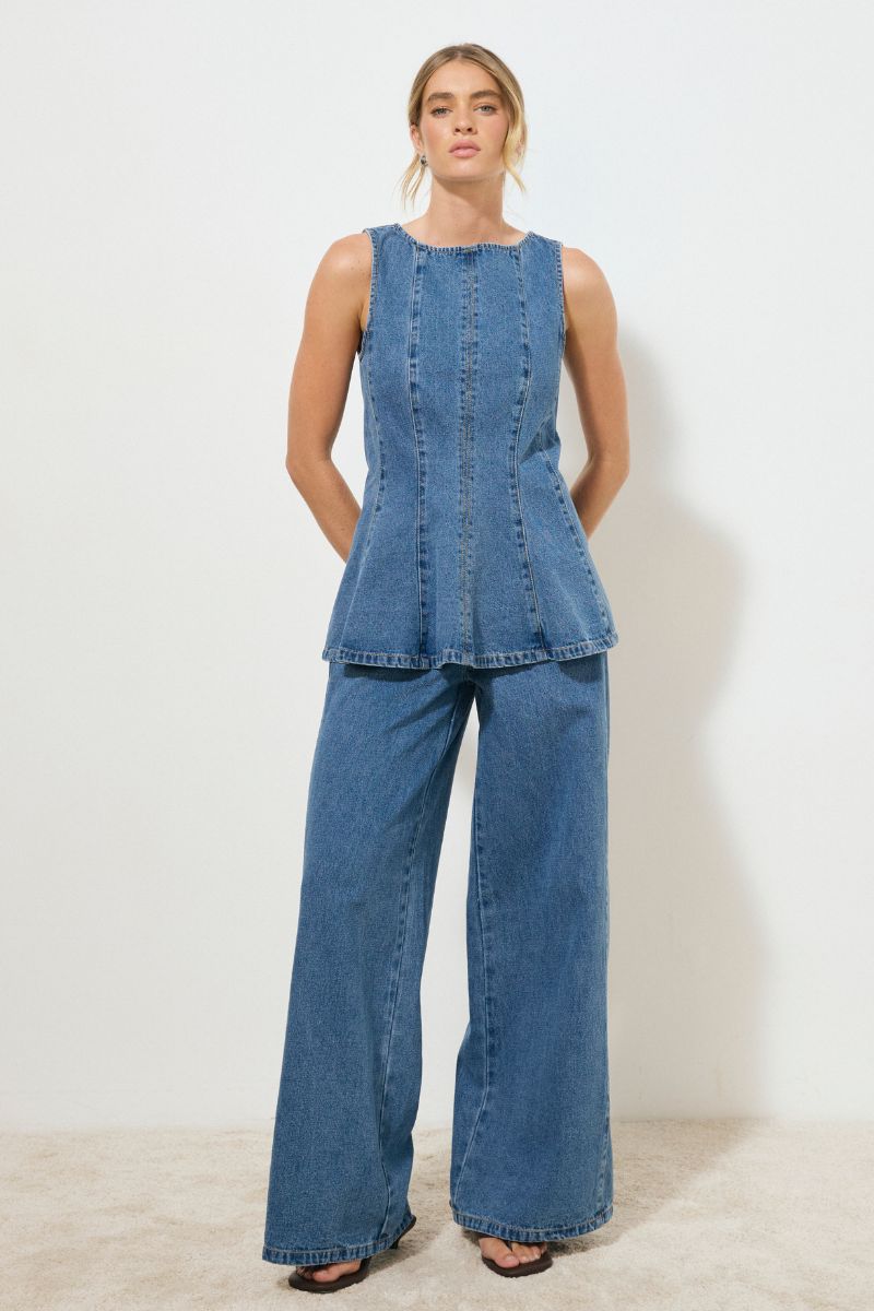 NOMADA DENIM TOP MID INDIGO