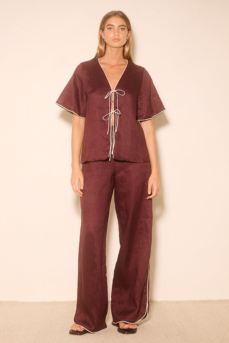 ALERIA TOP PLUM CONTRAST BIND