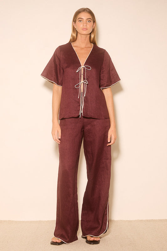 ALERIA TOP PLUM CONTRAST BIND