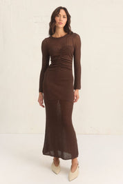 ONIKA KNIT DRESS MAHOGANY