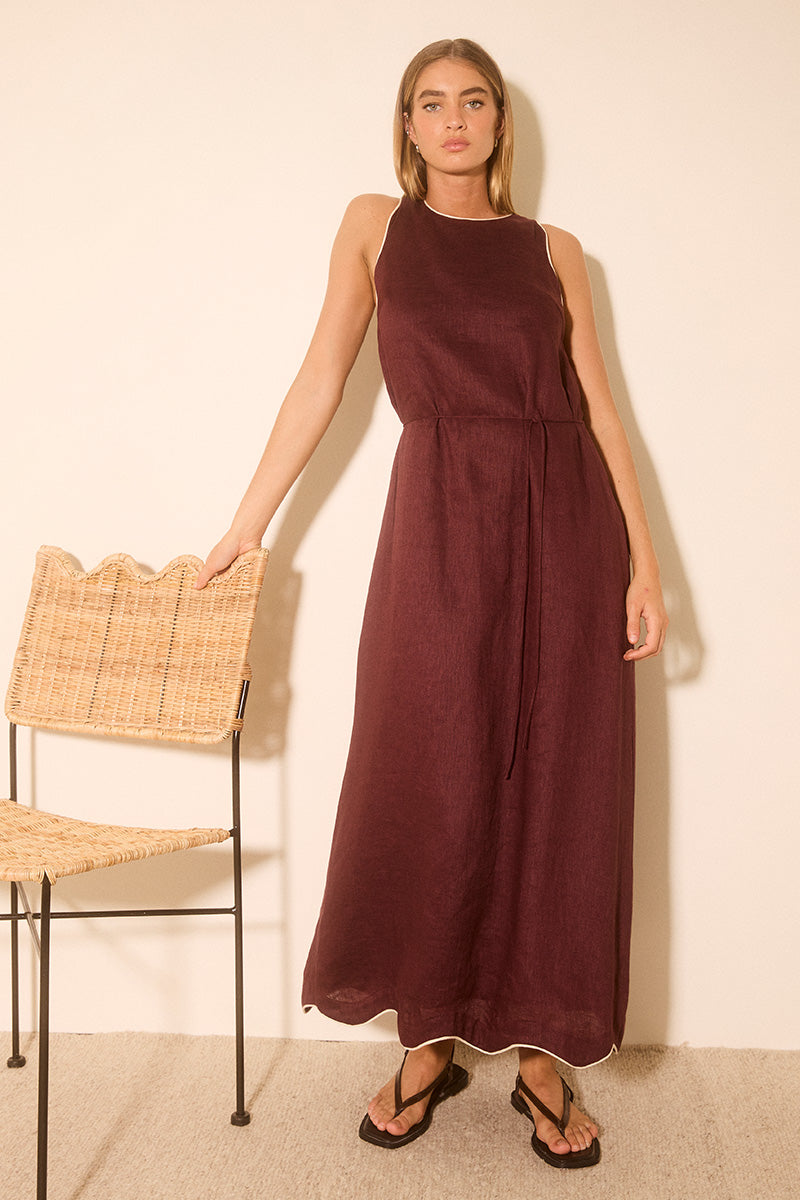 ALERIA DRESS PLUM CONTRAST BIND