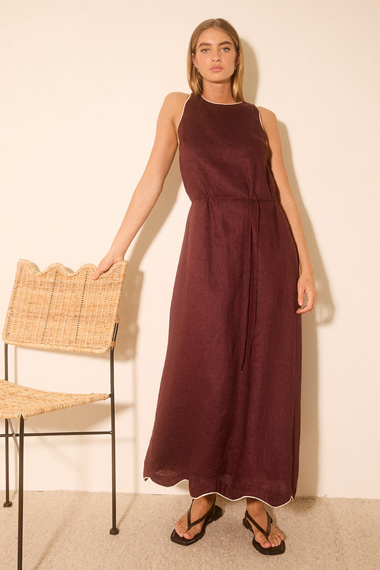 ALERIA DRESS PLUM CONTRAST BIND