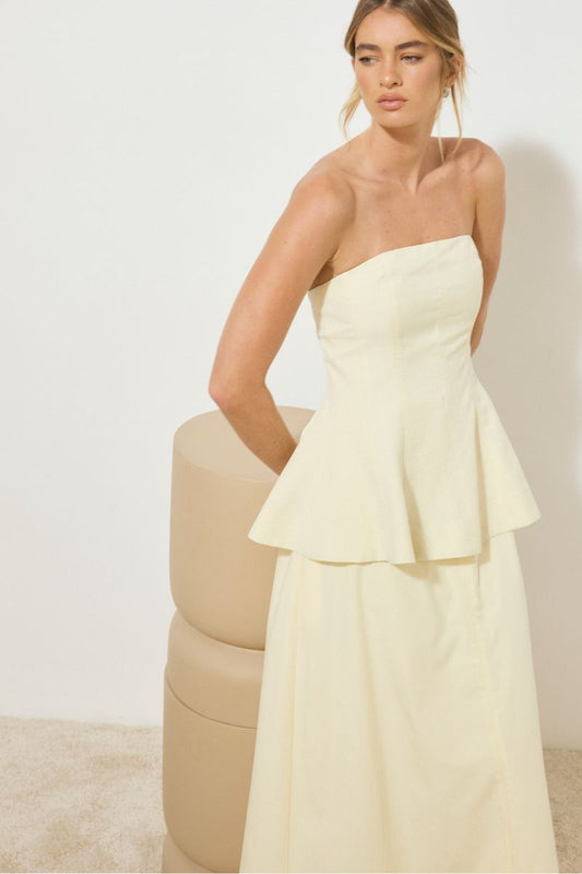 SOLICE STRAPLESS DRESS BUTTER