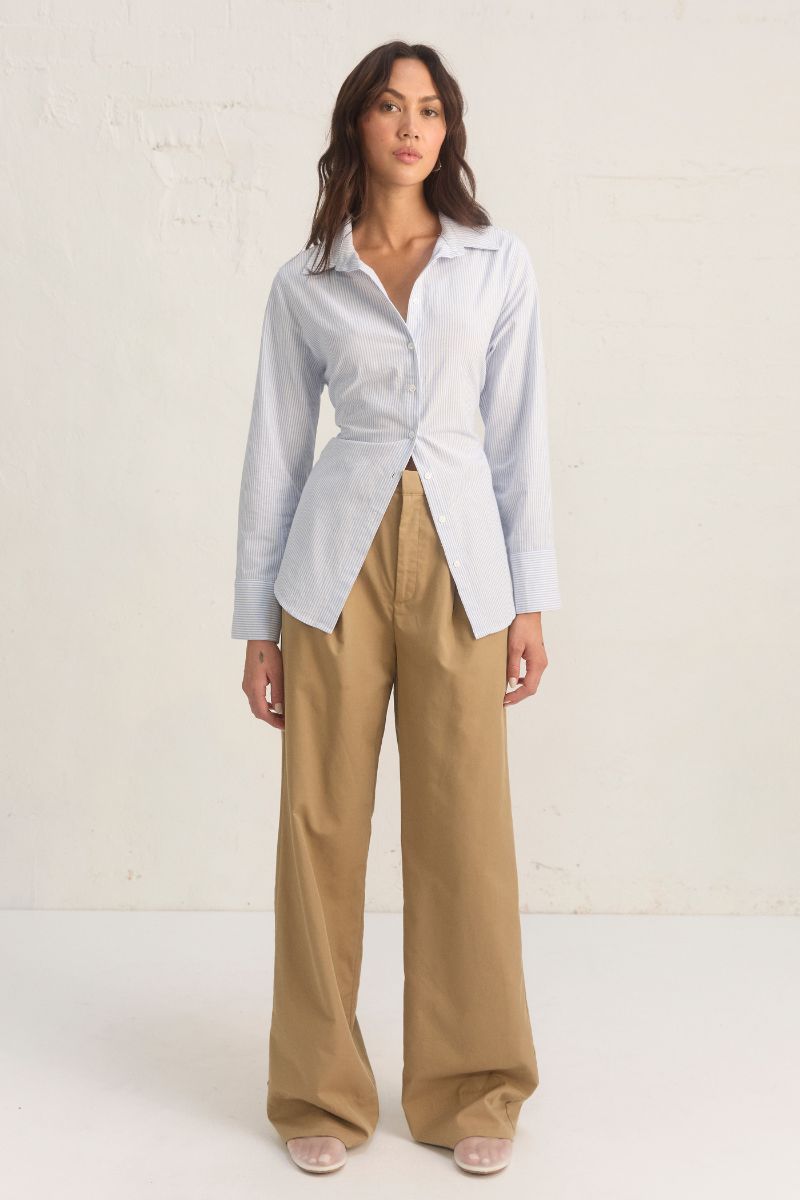CEDAR PANT BISCUIT/BLUE STRIPE