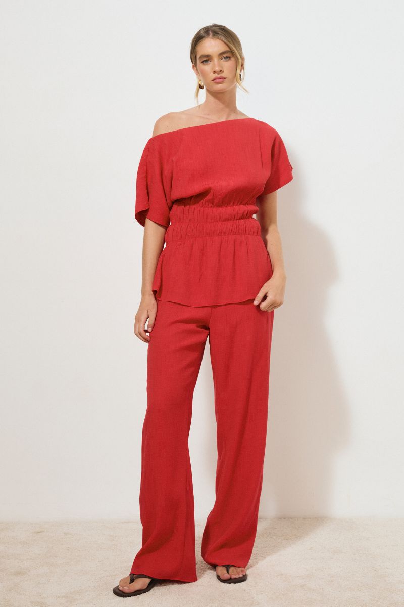 LOTUS TOP ROSE RED
