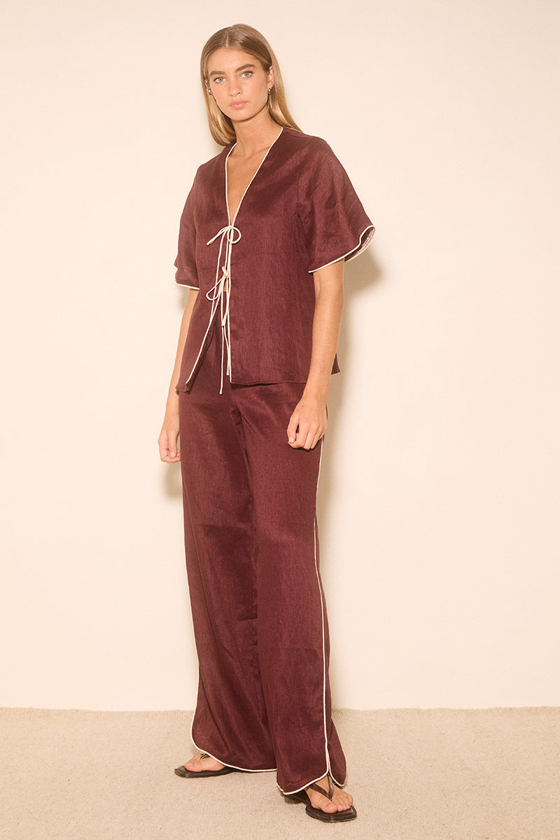 Aleria Top Plum Contrast Bind