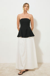 SOLICE STRAPLESS DRESS BLACK AND WHITE