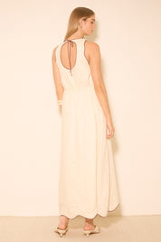 ALERIA DRESS CREAM CONTRAST BIND