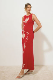 TRESOR KNIT DRESS ROSE RED