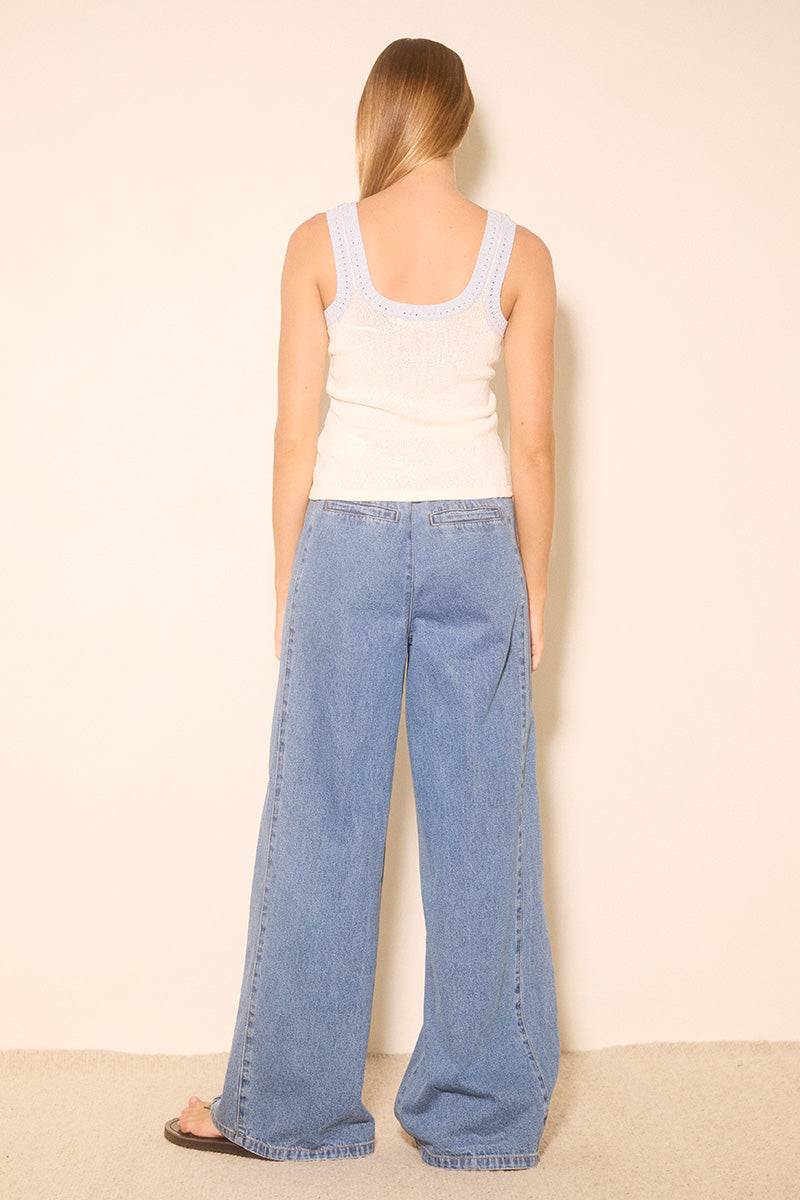 SYMBOLIC KNIT TOP WHITE / BLUE