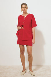 MEMOIR KNIT TOP RASPBERRY RED