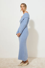 SCULPURAL KNIT DRESS CERULEAN